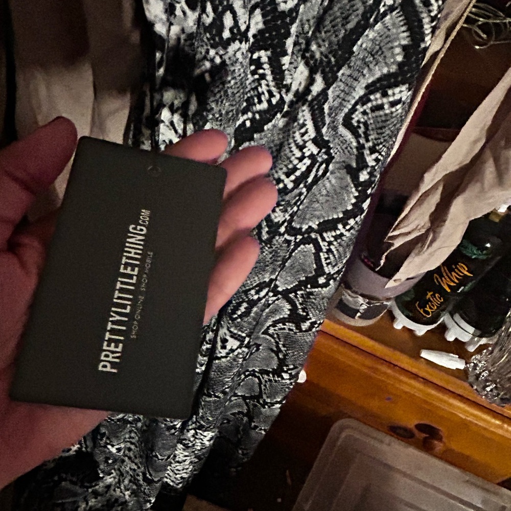 PrettyLittleThing Black and White Snake Print Jumpsuit
